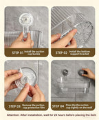 No-Drill Bathroom Suction Storage Box,Large Capacity & Strong Load-Bearing,Removable Shower Basket,Glacier Pattern Suction Cup Shower Caddy Hanging Shower Shelf Organizer (gray 1pcs)