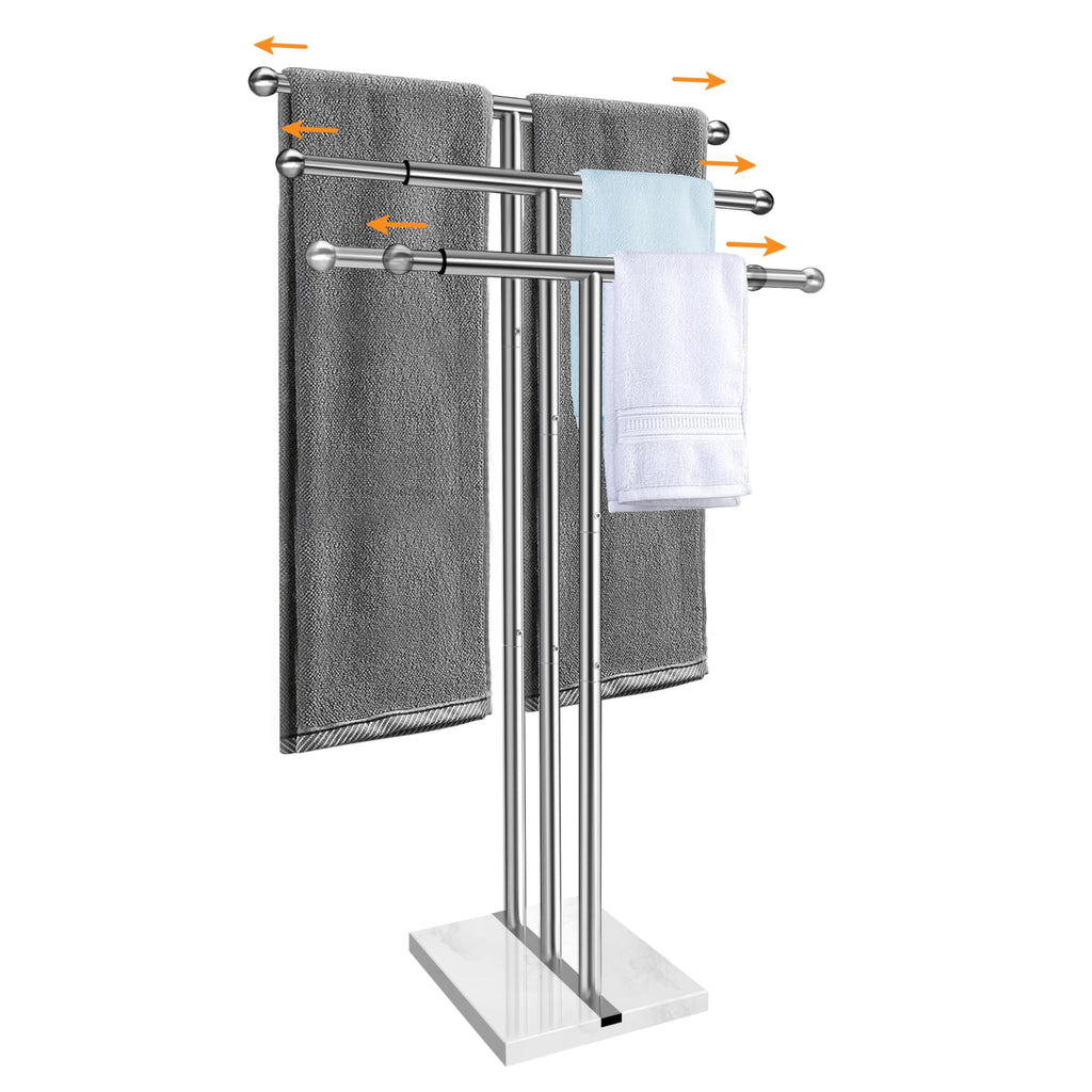Kayfia 40'' Stainless Steel Towel Rack, Weighted Marble Base, 2 Tier