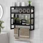 PPN 100% Bamboo Towel Rack Bathroom Storage Shelves Over Toilet Towel Bar