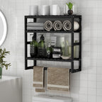 PPN 100% Bamboo Towel Rack Bathroom Storage Shelves Over Toilet Towel Bar