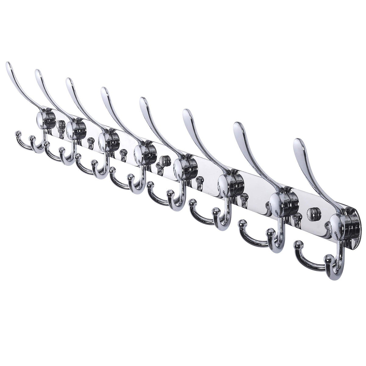 Dseap Coat Rack Wall Mounted - 5 Tri Hooks, Heavy Duty, Stainless Steel, Metal Coat Hook Rail for Coat Hat Towel Purse Robes Mudroom Bathroom Entryway (Black, 2 Packs)