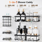YASONIC Shower Caddy Adhesive, Rustproof Shower Organizer, Wall Shower Rack
