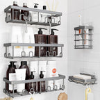 YASONIC Shower Caddy Adhesive, Rustproof Shower Organizer, Wall Shower Rack