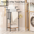 HOOBRO 39.4" Freestanding Towel Rack for Bathroom, Blanket Rack with Shelf