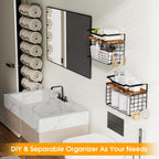 Towel Racks for Bathroom,Towel Rack Wall Mounted, 6 Tier Rolled Or Folded Towel Holder with Floating Shelves, Bathroom Towel Holder for Bath, Hand Towels,Metal and Wood