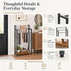 16.9" W Freestanding Towel Rack with Rustic Brown Wood Shelf