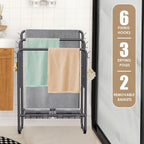 Kayfia 40'' Freestanding 3 Tier Metal Towel Rack, 2 Baskets & 6 Hooks