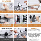 LEVERLOC Shower Caddy Suction Cup, 2 Pack Suction Shower Shelf With Hooks