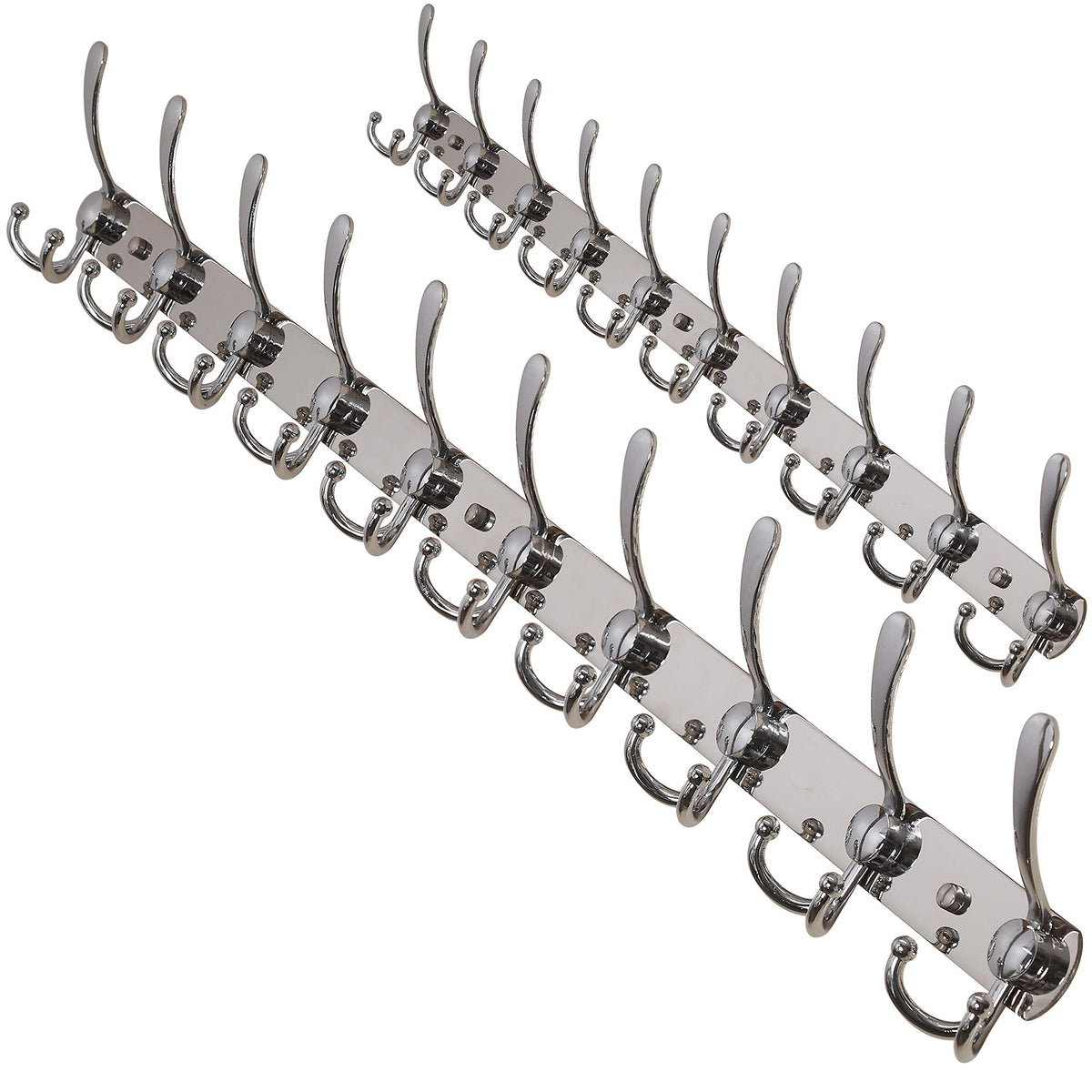 Dseap Coat Rack Wall Mounted - 5 Tri Hooks, Heavy Duty, Stainless Steel, Metal Coat Hook Rail for Coat Hat Towel Purse Robes Mudroom Bathroom Entryway (Black, 2 Packs)