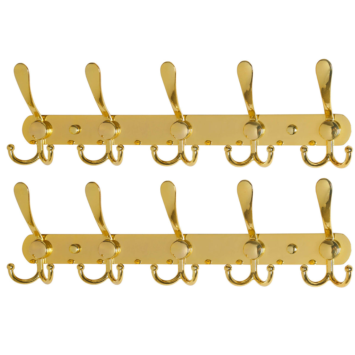 Dseap Coat Rack Wall Mounted - 5 Tri Hooks, Heavy Duty, Stainless Steel, Metal Coat Hook Rail for Coat Hat Towel Purse Robes Mudroom Bathroom Entryway (Black, 2 Packs)