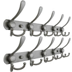 Dseap Coat Rack Wall Mounted - 5 Tri Hooks, Heavy Duty, Stainless Steel, Metal Coat Hook Rail for Coat Hat Towel Purse Robes Mudroom Bathroom Entryway (Black, 2 Packs)