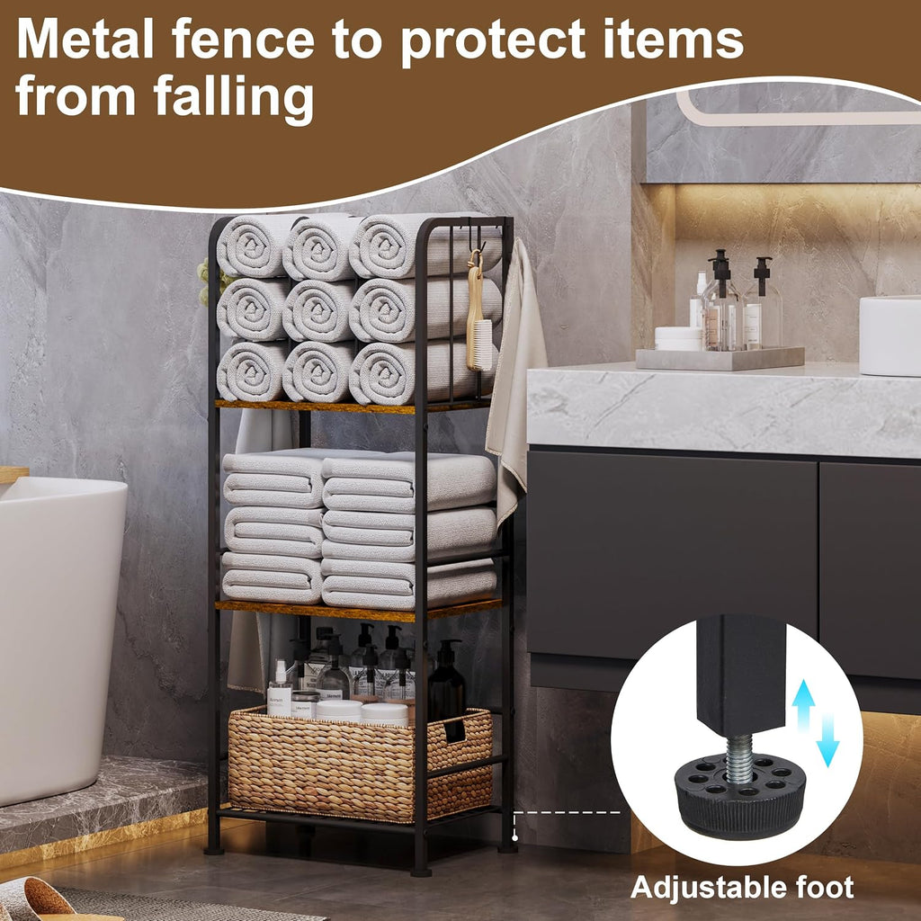 3-Tier Freestanding Cabinet Towel Rack Metal Stand
