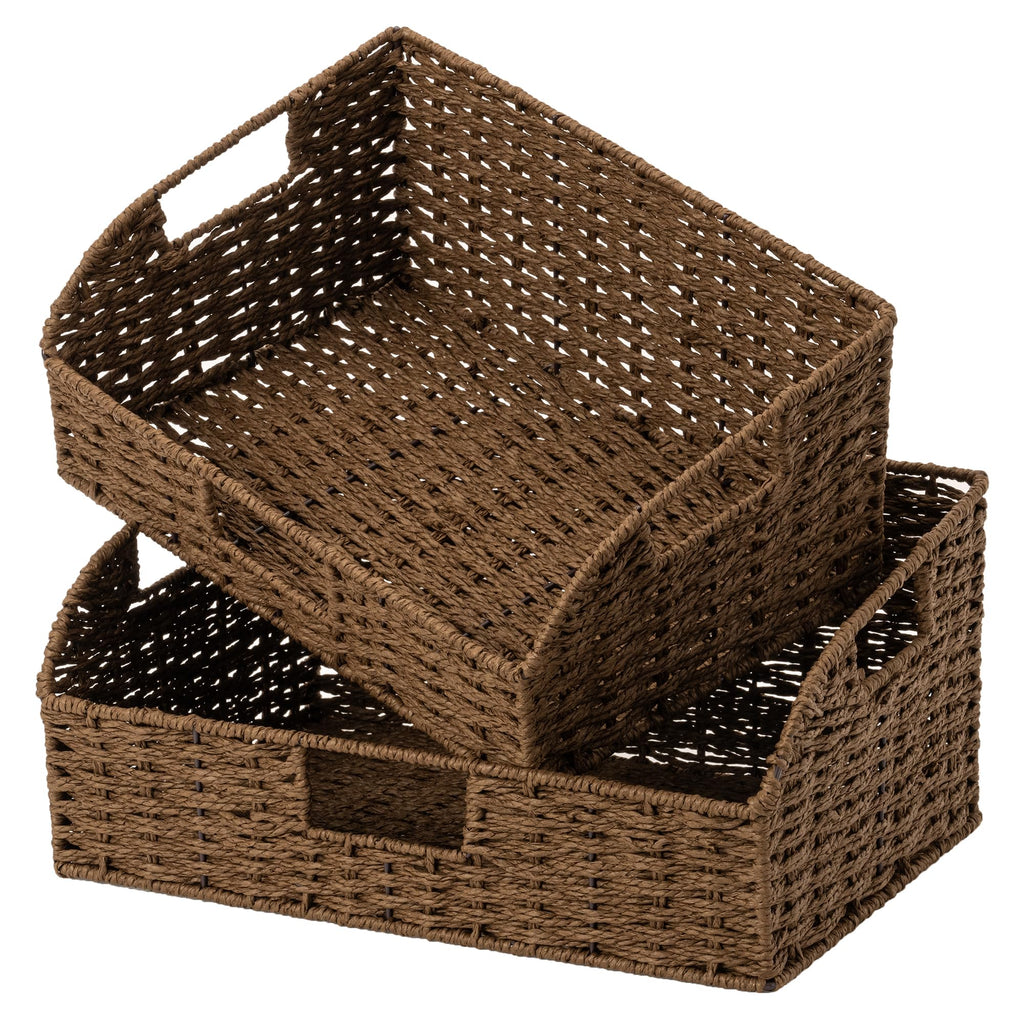StorageWorks Wicker Baskets for Organizing,Brown Baskets for Storage,2-Pack