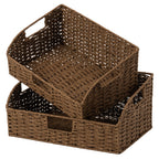 StorageWorks Wicker Baskets for Organizing,Brown Baskets for Storage,2-Pack