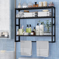 PPN 100% Bamboo Towel Rack Bathroom Storage Shelves Over Toilet Towel Bar