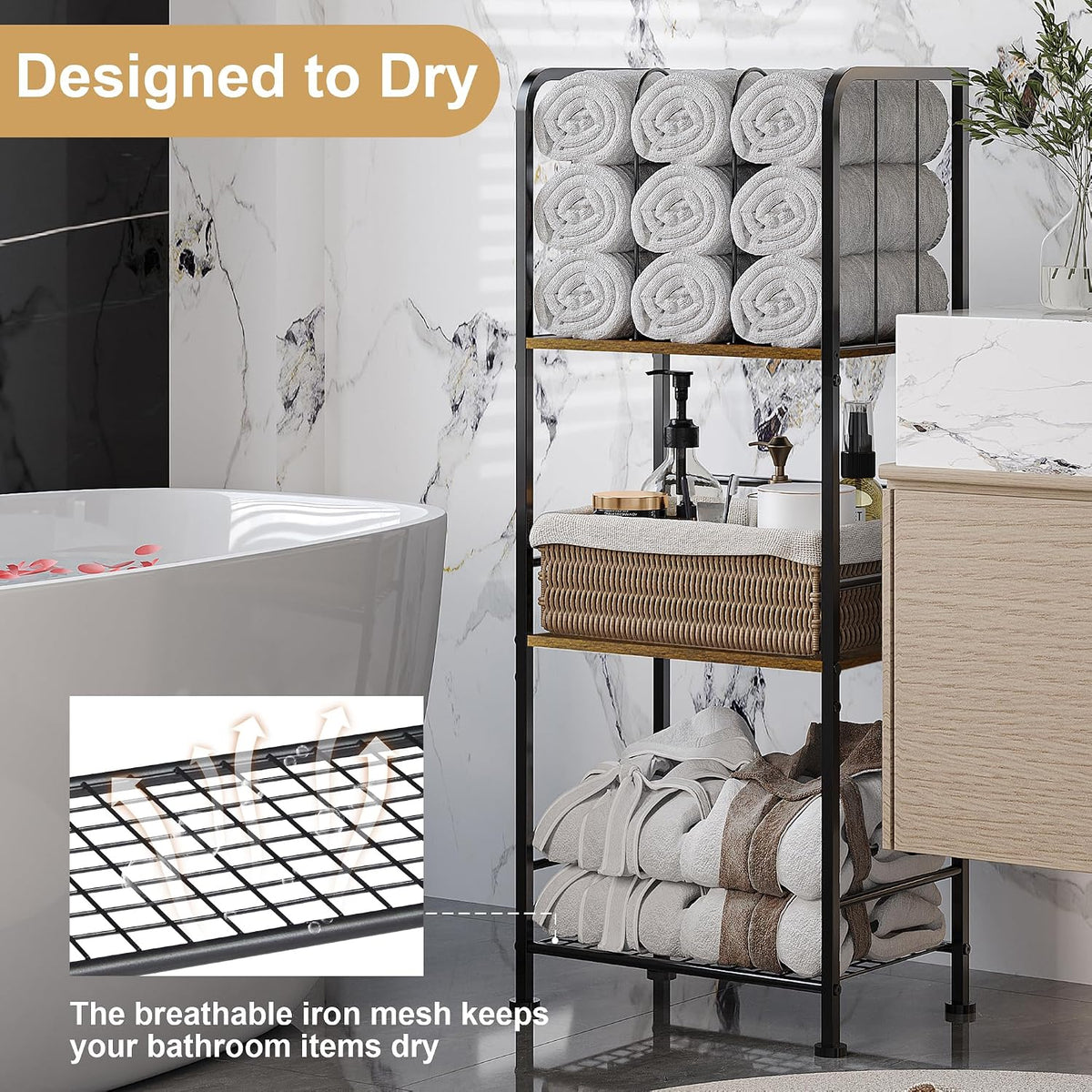 3-Tier Freestanding Towel Racks for Bathroom, Towel Rack Stand