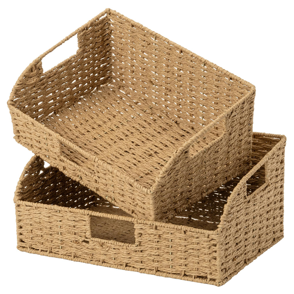 StorageWorks Wicker Baskets for Organizing,Brown Baskets for Storage,2-Pack