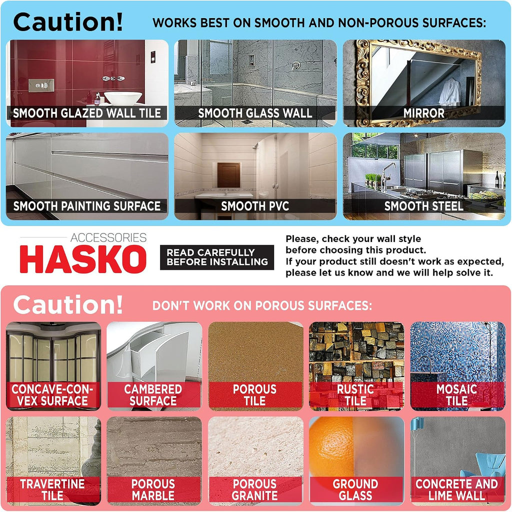 HASKO accessories Corner Shower Caddy with Suction Cups and 3M Adhesive Mounting Discs for porous surfaces - Stainless Steel Basket for Bathroom Storage (Chrome)