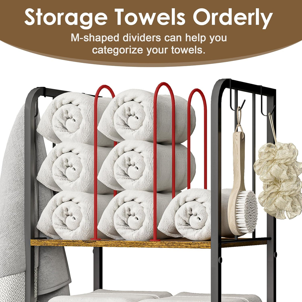 3-Tier Freestanding Cabinet Towel Rack Metal Stand