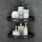 Corner Caddy Bathroom Shower Shelf Wall Mounted No Drilling 2 Tier Storage Shelves Adhesive Triangle Baskets Silver Bathroom Kitchen Storage Basket
