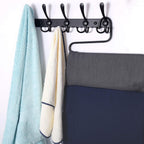 Dseap Coat Rack Wall Mounted - 5 Tri Hooks, Heavy Duty, Stainless Steel, Metal Coat Hook Rail for Coat Hat Towel Purse Robes Mudroom Bathroom Entryway (Black, 2 Packs)