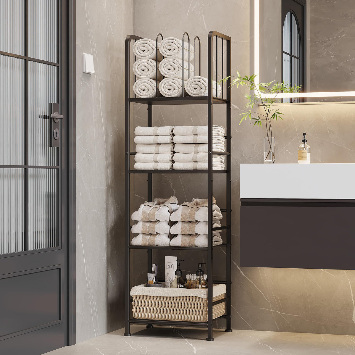 4-Tier Freestanding Towel Racks for Bathroom, Towel Rack Stand